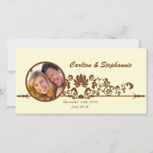 Elegante Invitación de fotos Boda marfil/marrón