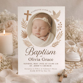 Elegante Invitación de Fotos de Bautizo Neutral co
