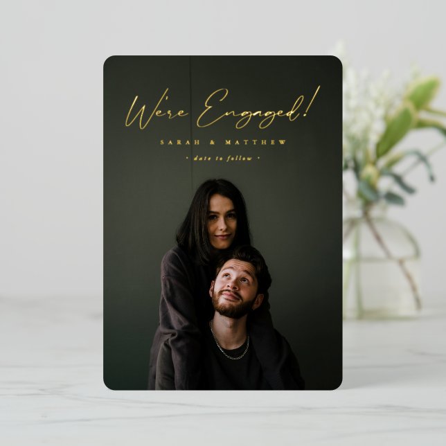 Elegante Invitación de fotos de participación en g (Anverso de pie)