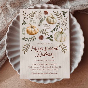 Elegante invitación de Friendsgiving de calabaza