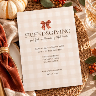 Elegante invitación de Friendsgiving Lazo de ter
