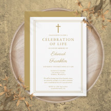 Elegante Invitación De Funeral Cristiano De Celebr
