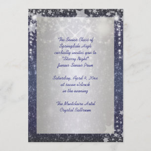 Elegante invitación de gala azul real noche estrel