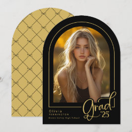Elegante Invitación de Grad Black Gold Photo 2025