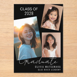 Elegante Invitación de Graduación Acrílica (Blk)