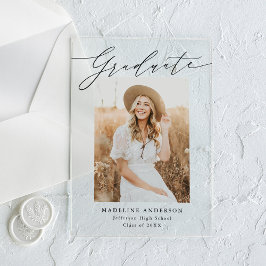 Elegante Invitación de graduación acrílica de escr