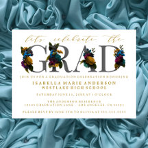 ELEGANTE INVITACIÓN DE GRADUACIÓN CON FLORES DE AM