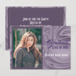 Elegante Invitación de Graduación con Foto de Lava