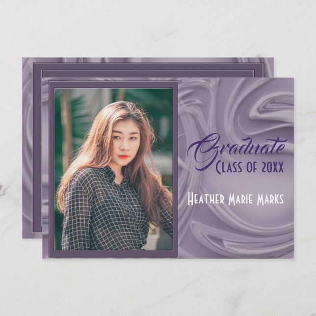 Elegante Invitación de Graduación con Foto de Lava (Anverso / Reverso)