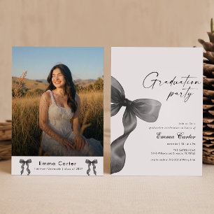 Elegante Invitación de Graduación con Foto de Lazo