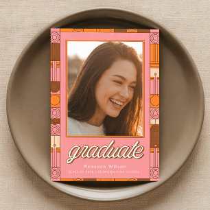 Elegante Invitación de Graduación con Foto Retro d