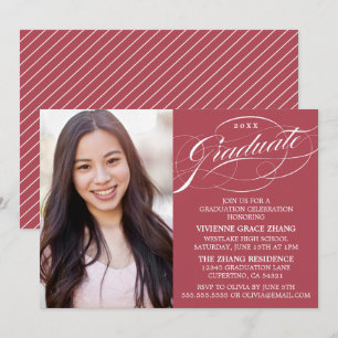 ELEGANTE INVITACIÓN DE GRADUACIÓN CON LETRA ESTILI