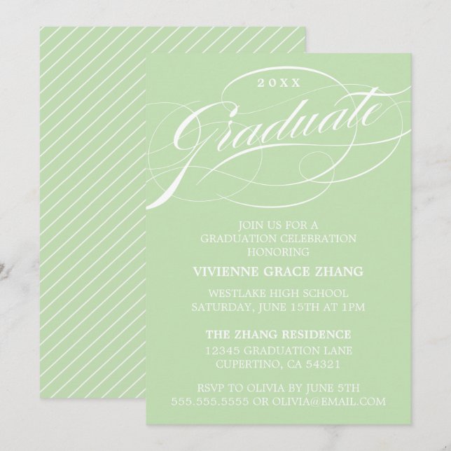 ELEGANTE INVITACIÓN DE GRADUACIÓN CON LETRA ESTILI (Anverso / Reverso)