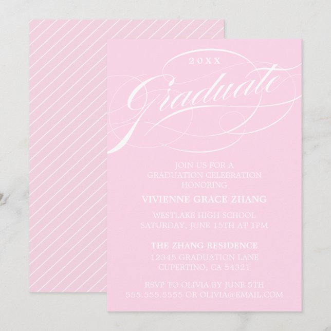 ELEGANTE INVITACIÓN DE GRADUACIÓN CON LETRA ESTILI (Anverso / Reverso)