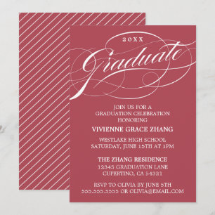 ELEGANTE INVITACIÓN DE GRADUACIÓN CON LETRA ESTILI