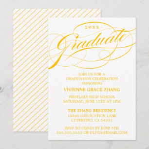 ELEGANTE INVITACIÓN DE GRADUACIÓN CON LETRA ESTILI