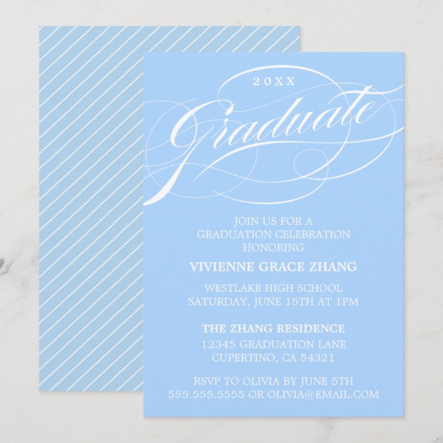 ELEGANTE INVITACIÓN DE GRADUACIÓN CON LETRA ESTILI (Anverso / Reverso)