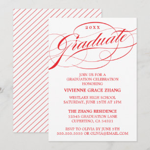 ELEGANTE INVITACIÓN DE GRADUACIÓN CON LETRA ESTILI