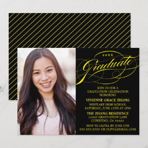 ELEGANTE INVITACIÓN DE GRADUACIÓN CON LETRA ESTILI