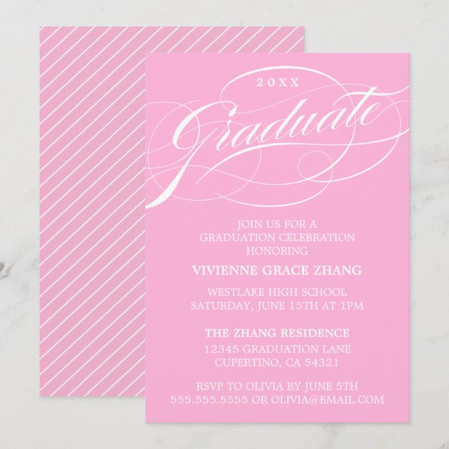ELEGANTE INVITACIÓN DE GRADUACIÓN CON LETRA ESTILI (Anverso / Reverso)
