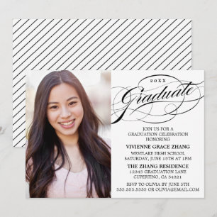 ELEGANTE INVITACIÓN DE GRADUACIÓN CON LETRA ESTILI