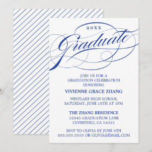 ELEGANTE INVITACIÓN DE GRADUACIÓN CON LETRA ESTILI