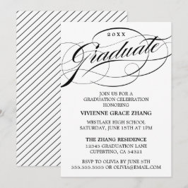 ELEGANTE INVITACIÓN DE GRADUACIÓN CON LETRA ESTILO
