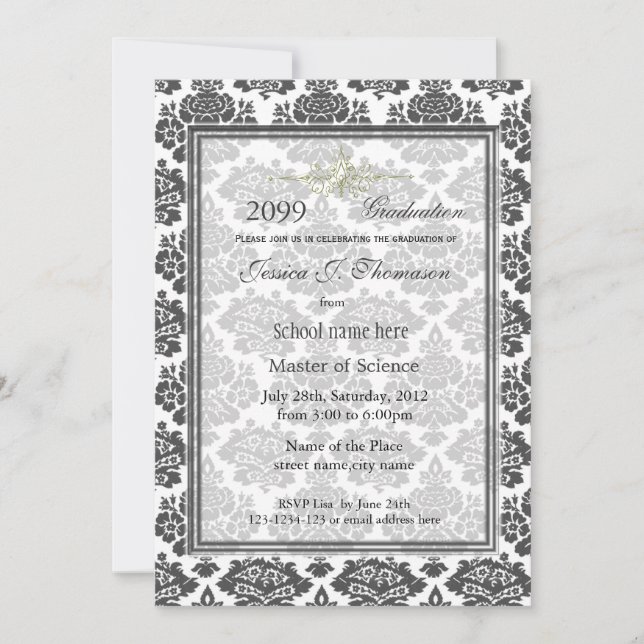 Elegante invitación de graduación de alto rendimie (Anverso)
