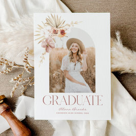 Elegante invitación de graduación de Boho Floral