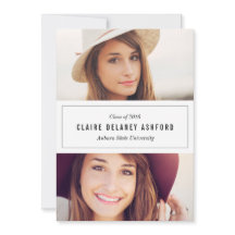 Elegante Invitación de graduación de dos fotografí