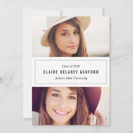 Elegante Invitación de graduación de dos fotografí