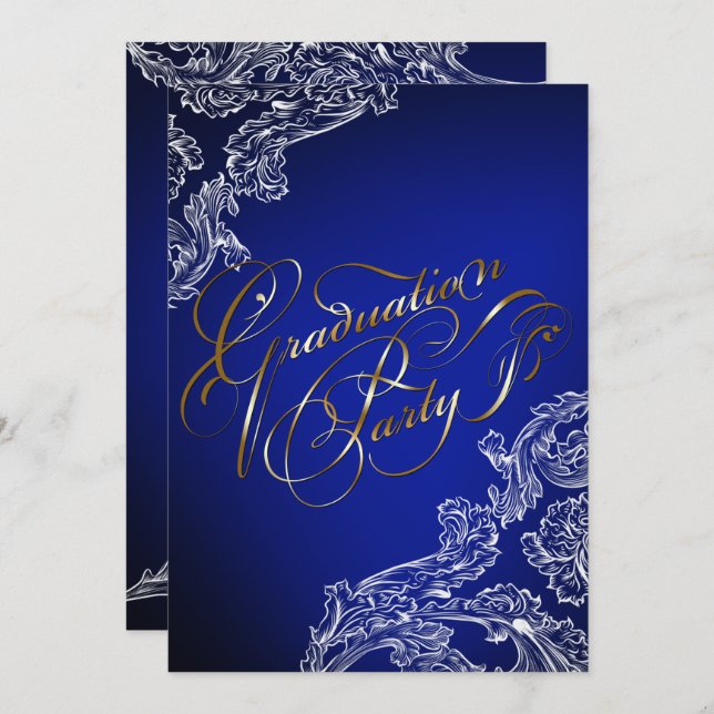Elegante invitación de graduación de encaje y cali (Anverso / Reverso)
