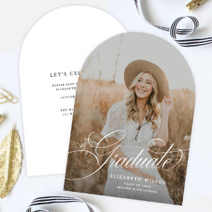 Elegante Invitación de Graduación de Foto de Arco 