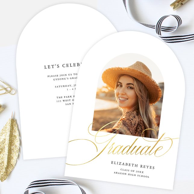 Elegante Invitación de Graduación de Foto del Arco (Subido por el creador)