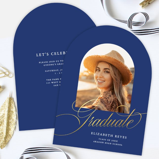 Elegante Invitación de Graduación de Foto del Arco (Subido por el creador)