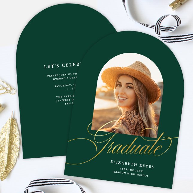 Elegante Invitación de Graduación de Foto del Arco (Subido por el creador)