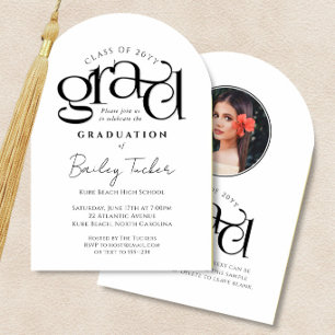 Elegante Invitación de Graduación de Foto GRAD Arc