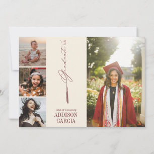 Elegante Invitación de Graduación de Foto Tassel