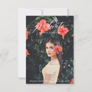 Elegante Invitación de graduación de guión con fot
