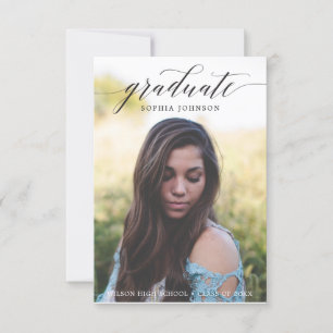 Elegante Invitación de graduación de guión con fot