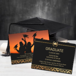 Elegante Invitación de graduación de marco dorado