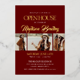 Elegante Invitación de graduación de Marón y Oro