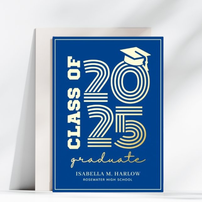 Elegante Invitación de graduación de oro azul (Subido por el creador)