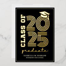 Elegante Invitación de graduación de oro negro