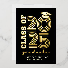 Elegante Invitación de graduación de oro negro