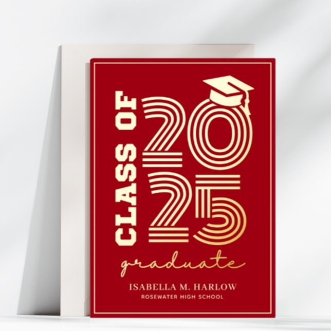 Elegante Invitación de graduación de oro rojo (Subido por el creador)