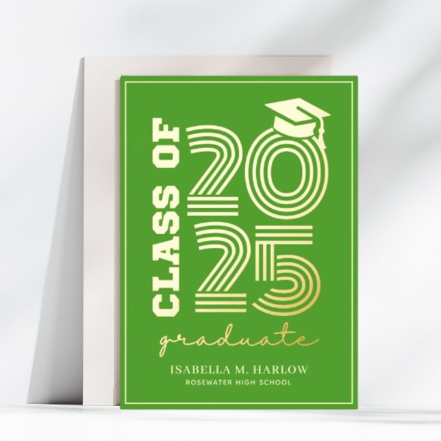 Elegante Invitación de Graduación de Oro Verde (Subido por el creador)