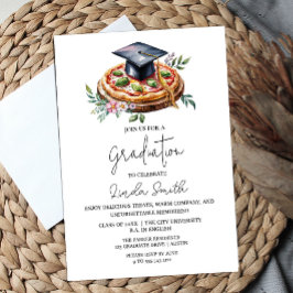 Elegante invitación de graduación de pizza floral