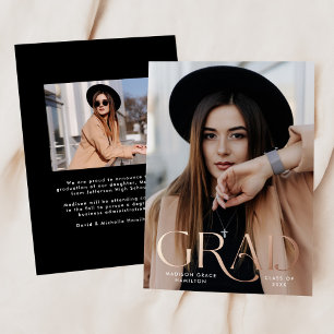 Elegante Invitación de graduación de Relieve metal