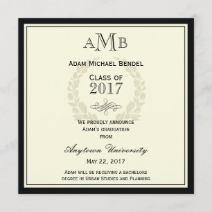 Elegante Invitación de graduación en monograma
